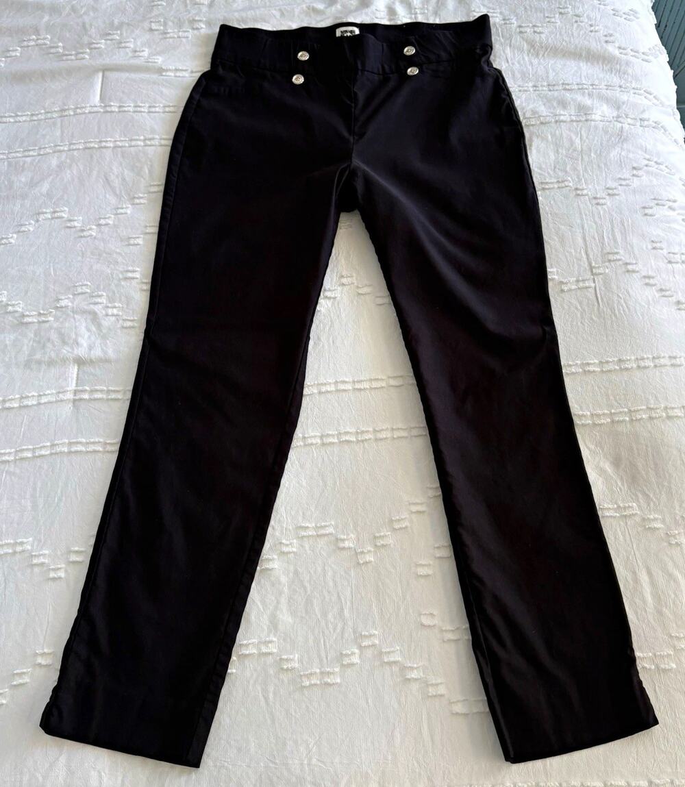 Anne Klein Black Pants Women’s S Gold Button Sailor Piratecore Straight Leg Y2K